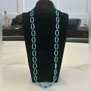TOVA - Long Turquoise & Black Bold Chain Link Statement Necklace